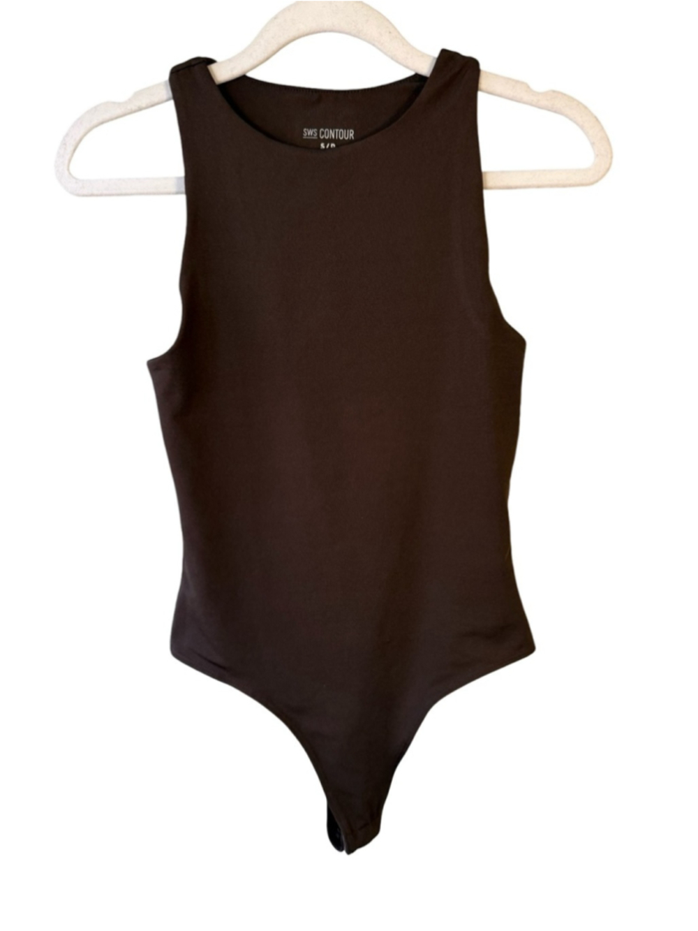 SWS Contour Brown Sleeveless Body Suit Size S Minimalist Neutral Stretch